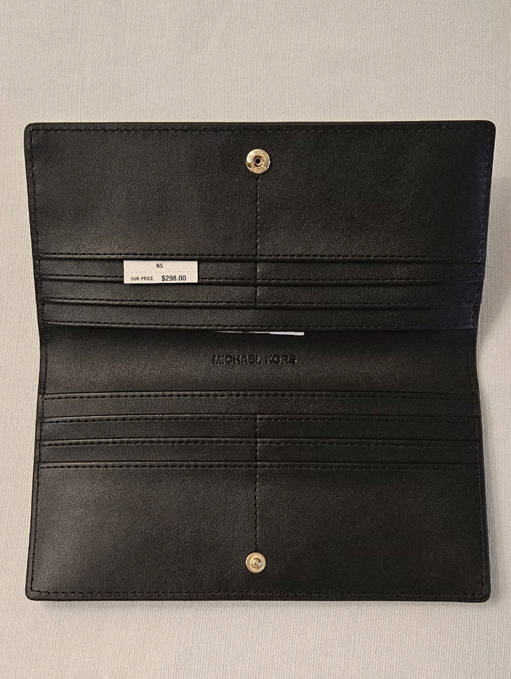 Michael Kors Black Leather Wallet with Gold MK Emblem - Picture 3 of 7
